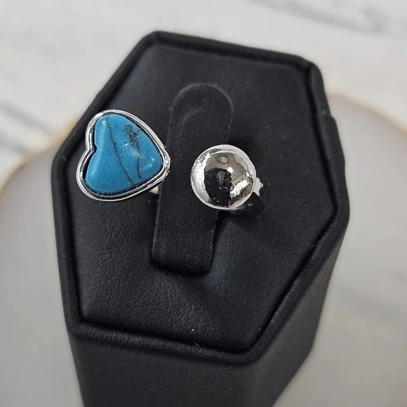 Blue River Heart Adjustable Fashion Ring A57 - Picture 6 of 6